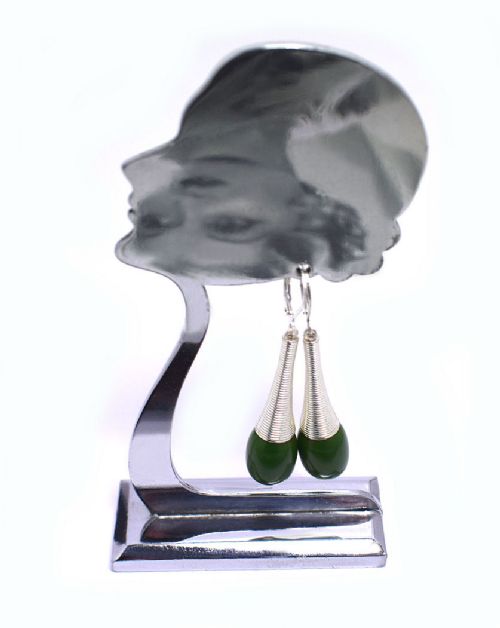 Art Deco Modernist Pair of Phenolic and Chrome Bakelite Earrings