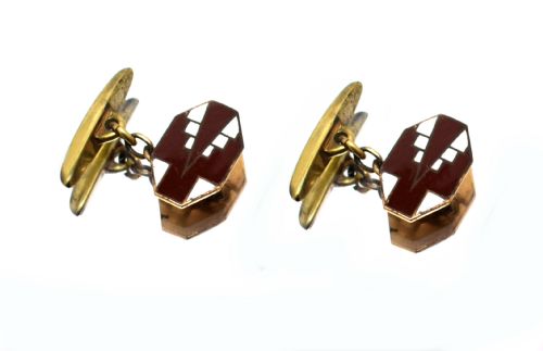 1930s Art Deco Gents's Skyscraper Enamel Cufflinks
