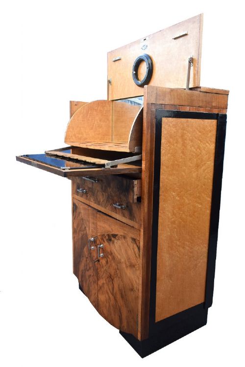 fig 1. Art Deco 1930's Fitted Burr Walnut Cocktail Cabinet