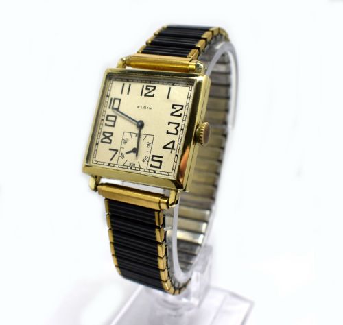 fig 1. Superb Art Deco Gold Filled Gents Wrist Watch By Elgin Dating to 1924