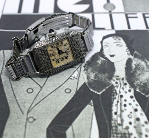 fig 1. Ladies Art Deco Enamel Vanburen Wrist Watch - MetroCo