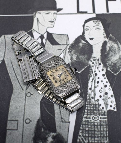 fig 2. Ladies Art Deco Enamel Vanburen Wrist Watch - MetroCo
