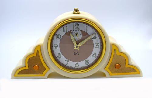 1930'S Art Deco Odeon Cream Bakelite Clock