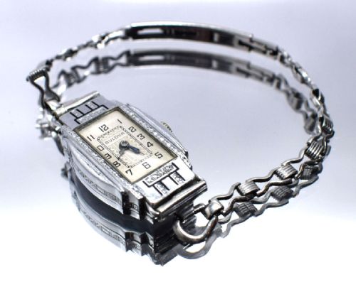fig 1. 1931 Ladies Art Deco Enamel Bulova Watch