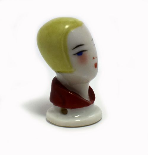 ART DECO PIN CUSHION DOLL HEAD BY WILLIAM GOEBEL - ADDITIONAL PHOTO 2