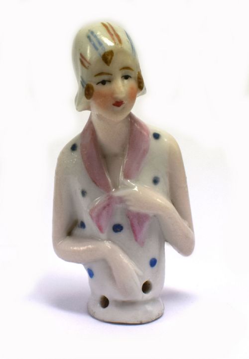 Art Deco 1930'S Flapper Girl Half Pin Cushion Doll