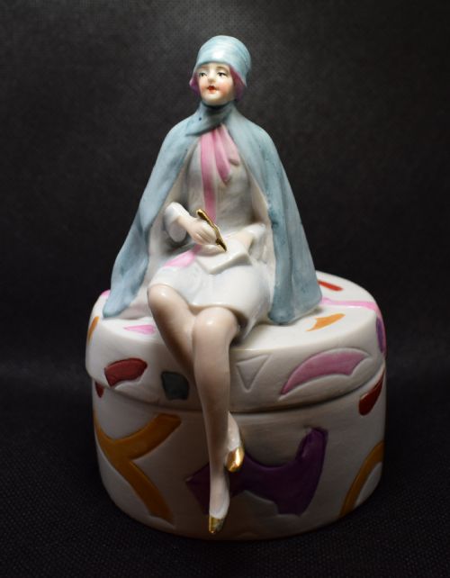 Art Deco 1930'S  German Flapper Girl Powder Box