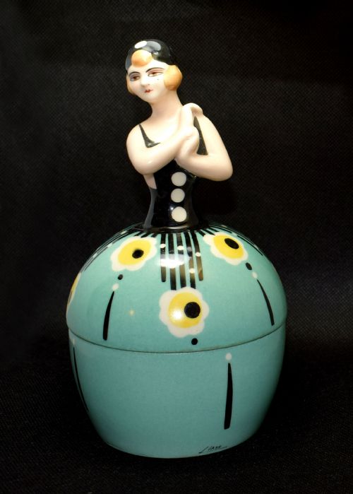 Art Deco 1930'S Ceramic Bonbonniere by Henri Delcourt France