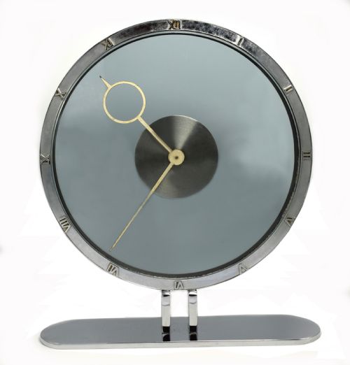 Art Deco Bronze and Nickle Plated Mystery Clock by Kienzle, Circa 1935, Germany
