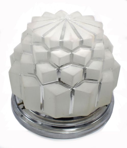 Huge Art Deco Skyscraper Flush Ceiling Light, French, Circa 1930