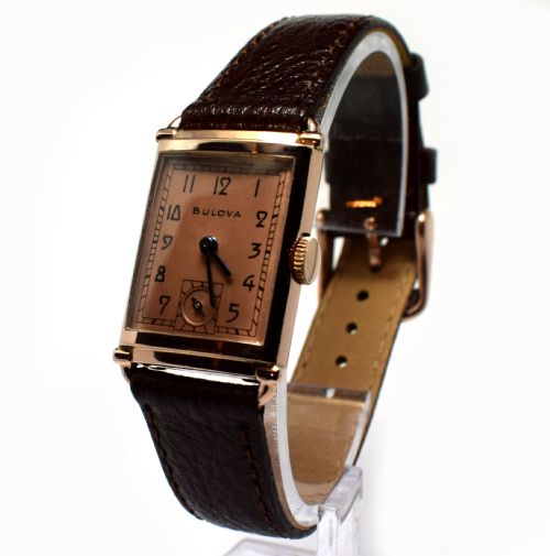 Art Deco Bulova Ww2 14k Rose Gold, 21 Jewels, Gents Wrist Watch - Newly Serviced