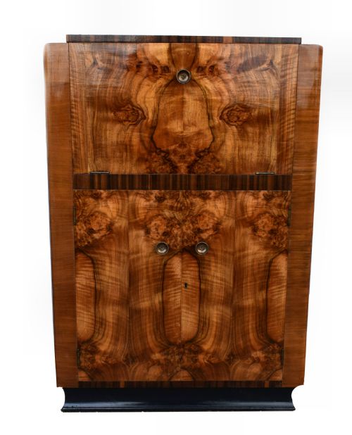 Art Deco Walnut Cocktail Cabinet, Circa 1930