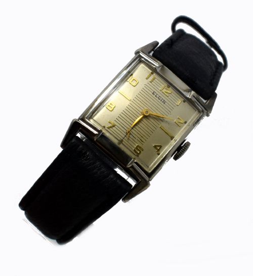 1940'S Art Deco Gents Wrist Watch 19 Jewels, Elgin