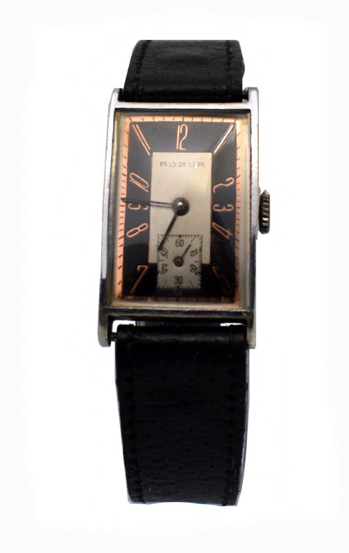 Art Deco Gents Tank Style Watch by Rubur