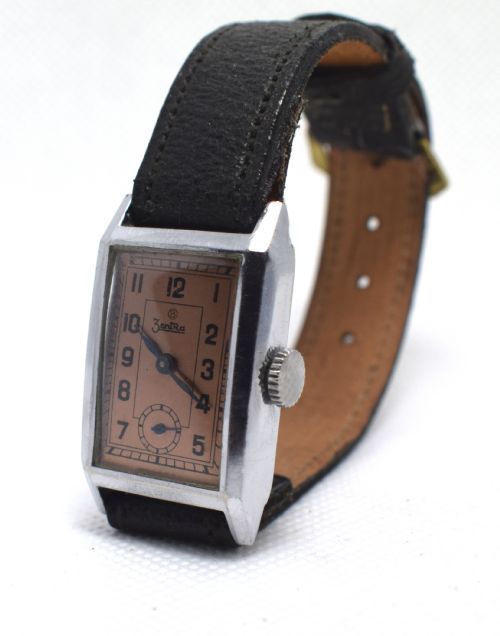 Art Deco Gents Tank Style Wrist Watch, 1930'S, Zentra