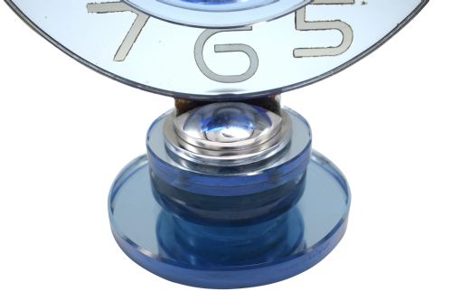 LARGE AND RARE MODEL MODERNIST ART DECO BLUE MIRROR CLOCK CIRCA 1935 - ADDITIONAL PHOTO 1