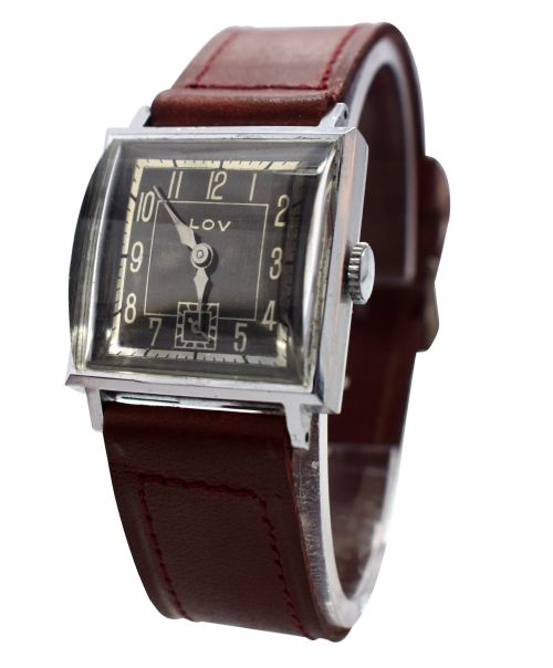 Original Art Deco Gents Wrist Watch by Lov or Never Worn, Circa 1930