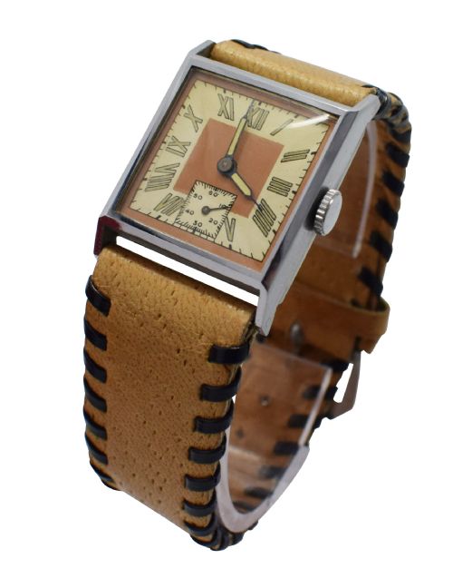 Stylish Art Deco Gents Wrist Watch Old Stock Never Worn, Circa 1930