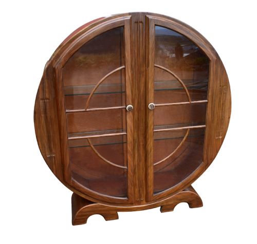1930'S Art Deco Walnut Display Cabinet