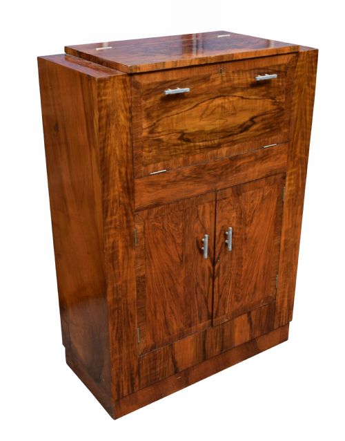 fig 1. Art Deco Fitted Burr Walnut Cocktail Cabinet