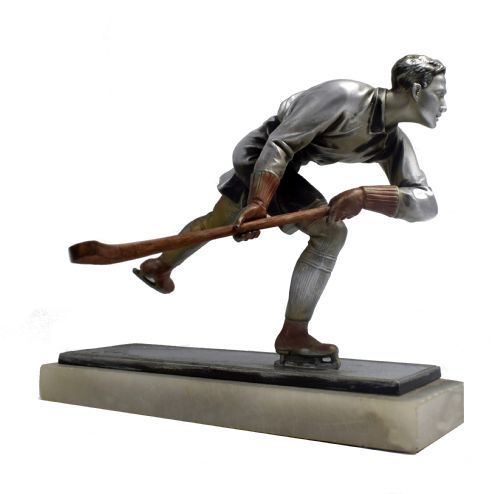 Art Deco Spelter Ice Skater Figure Attributed to Josef Lorenzl, Circa 1930'S