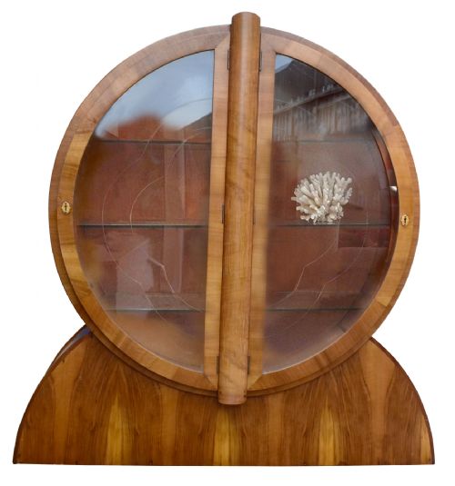 1930'S English Art Deco Display Cabinet in Walnut