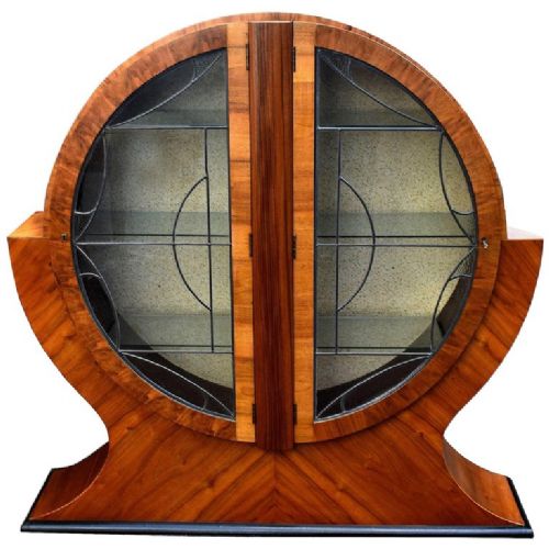 Art Deco Circular Display Cabinet in Walnut