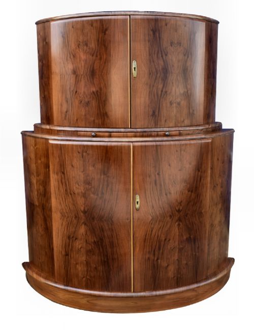 Art Deco 1930'S Walnut Cocktail Bar Cabinet