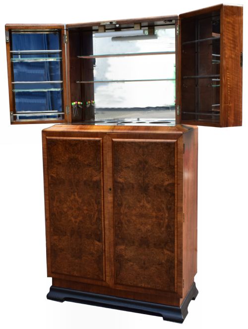 fig 1. Art Deco 1930's Walnut Fronted Cocktail Drinks Cabinet