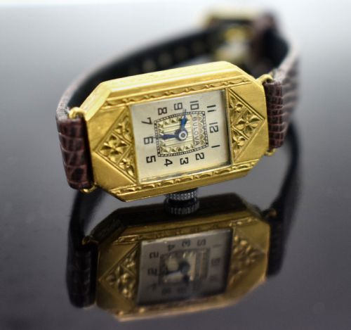 fig 2. Art Deco Ladies Gold Plated Wrist Watch by Bulova