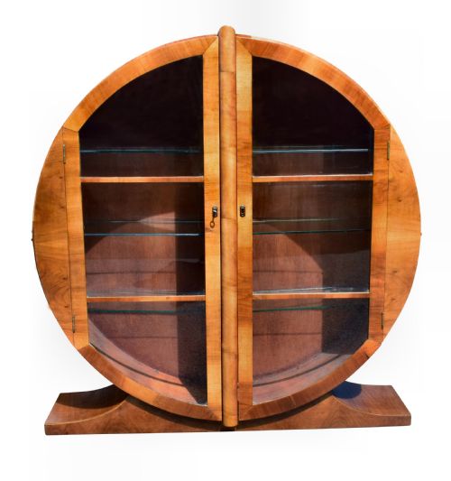 Art Deco Circular Display Cabinet in Walnut