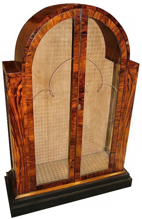 Superb Art Deco Walnut Display Cabinet