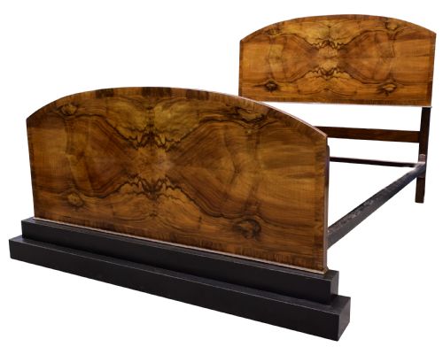 Impressive Art Deco Walnut Double Bed, Circa 1930'S