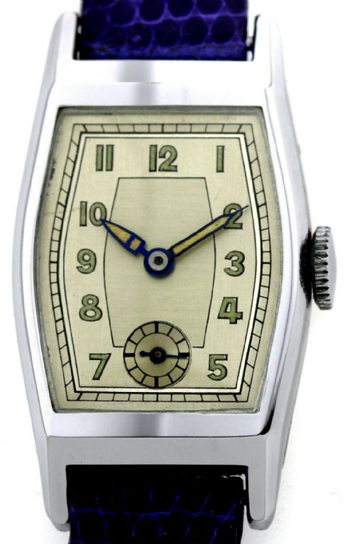 Stylish Art Deco Gents Wrist Watch Old Stock, Never Worn, Circa 1930