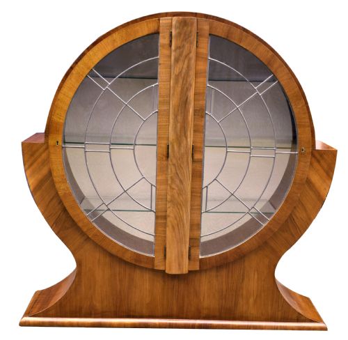 Art Deco Circular Display Cabinet in Walnut, 1930'S