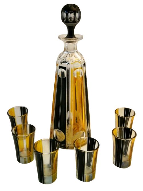 1930'S Art Deco Glass Decanter Set by Karl Palda