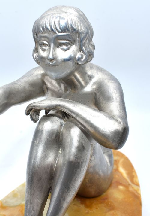 ART DECO FIGURAL GIRL AND SWAN FRANCE CIRCA 1930 - ADDITIONAL PHOTO 2