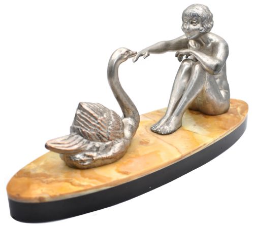 ART DECO FIGURAL GIRL AND SWAN FRANCE CIRCA 1930 - ADDITIONAL PHOTO 7
