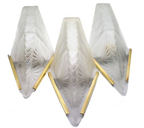 1930'S Art Deco Wall Lights - Set of Three
