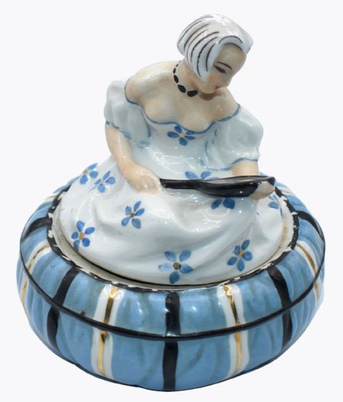1930'S Art Deco Half Doll Powder Bowl