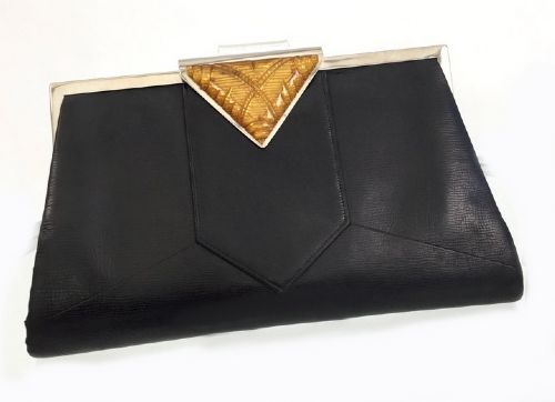 Ladies Art Deco Leather and Lucite Bag, Circa 1930'S.
