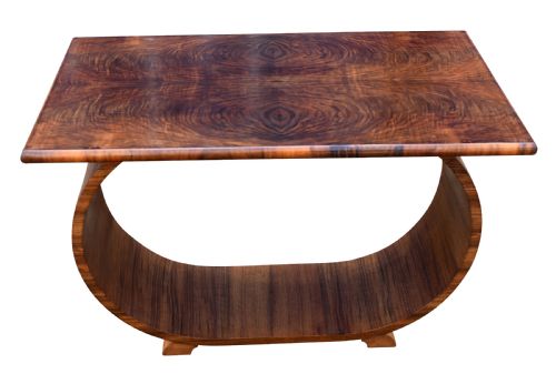 Art Deco U Based Occasional Walnut Table