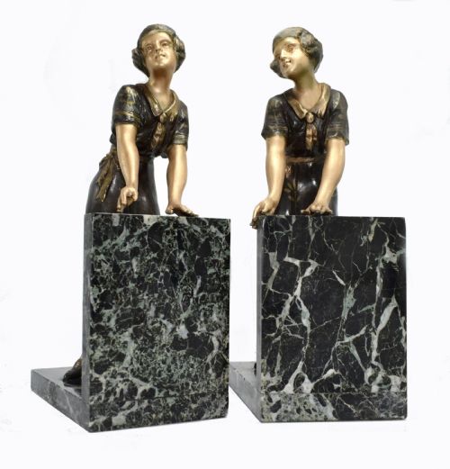 Art Deco Matching Pair of Figural Bookends, Circa 1930'S
