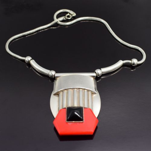 ART DECO MODERNIST GALALITH NECKLACE - ADDITIONAL PHOTO 5