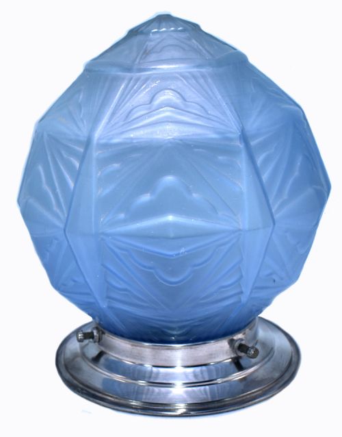 1930'S French Art Deco Ceiling Light in Molded Pressed Glass