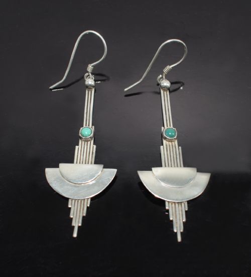 Art Deco Modernist Silver Plated Earrings