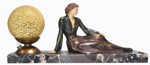 Art Deco Polychrome Figural Lamp, 1930’S