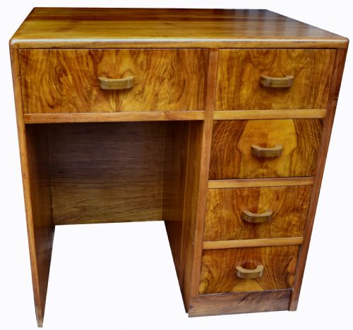 ART DECO COMPACT WALNUT WRITING DESK 1930'S - ADDITIONAL PHOTO 1