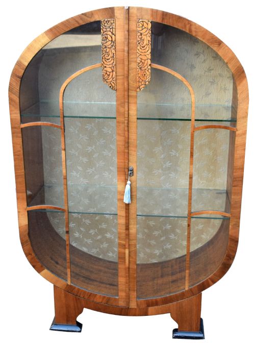 Art Deco Walnut Display Cabinet, 1930'S