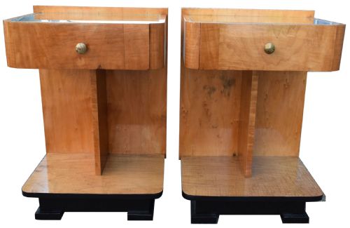 Modernist Art Deco Bedside Nightstand Cabinets, Circa 1930'S